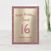 Elegant Sweet 16 Verjaardag Roos Gold Glitter Kaart (Voorkant)