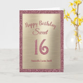 Elegant Sweet 16 Verjaardag Roos Gold Glitter Kaart (Gele Bloem)