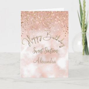 Elegant Sweet 16 Verjaardag Roos Gold Sparkle Kaart