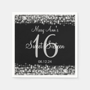 Elegant Sweet 16 Verjaardagsfeest Sparkles Zilver Servetten