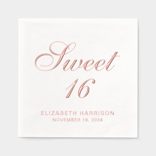 Elegant Sweet 16 verjaardagsfeestje Folie Servetten (Voorkant)
