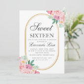 Elegant Sweet 16 Waterverf Roze Bloemen Verjaardag Kaart (Staand voorkant)