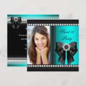 Elegant Sweet 16 Zestien Blauwgroen Blue Diamonds  Kaart (Voorkant / Achterkant)