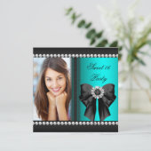 Elegant Sweet 16 Zestien Blauwgroen Blue Diamonds  Kaart (Staand voorkant)