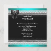 Elegant Sweet 16 Zestien Blauwgroen Blue Diamonds  Kaart (Achterkant)