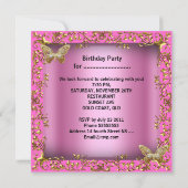 Elegant Sweet 16 Zestien roze goudvlinder Kaart (Achterkant)