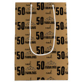 Elegant Sweet 50 Typografie Medium Cadeauzakje (Achterkant)