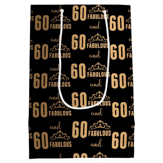 Elegant Sweet 60 Typografie Medium Cadeauzakje (Achterkant)