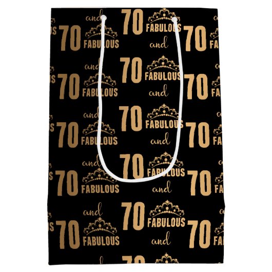 Elegant Sweet 70 Typografie Medium Cadeauzakje (Achterkant)