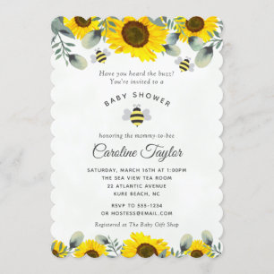 Elegant Sweet As Can Bee Zonnebloemen Baby shower Kaart