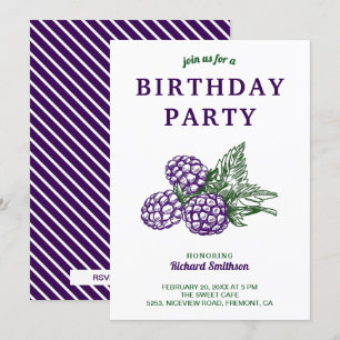 Elegant Sweet Blackberries Birthday Party Kaart
