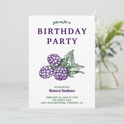 Elegant Sweet Blackberry verjaardagsfeestje Kaart (Staand voorkant)