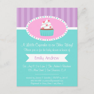 Elegant Sweet Cupcake Baby Shower Invitations Kaart