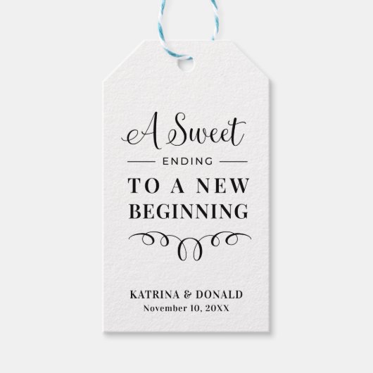 Elegant Sweet die eindigt op een nieuwe bruiloft F Cadeaulabel (Voorkant)