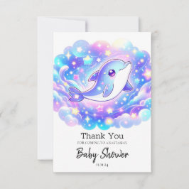 Elegant Sweet Dolphin Baby shower Bedankkaart