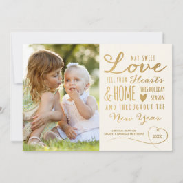Elegant Sweet Love Gold Type kerstfoto's Feestdagenkaart