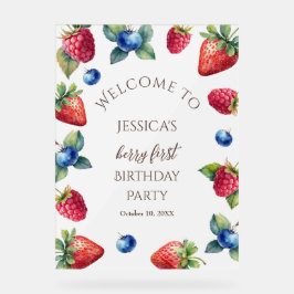 Elegant Sweet One Berry Eerste Verjaardag Welkom Acryl Bord