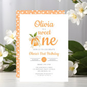 Elegant Sweet One Orange Citrus 1st Birthday Kaart