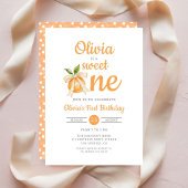 Elegant Sweet One Orange Citrus 1st Birthday Kaart
