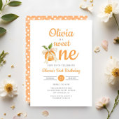 Elegant Sweet One Orange Citrus 1st Birthday Kaart