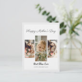 Elegant Sweet Pink Happy moeders Dag Drie foto Feestdagenkaart (Staand voorkant)