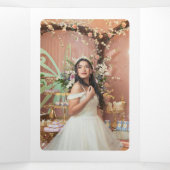 Elegant & Sweet Roze Roze Bloemenkleed Quinceañera Drieluik Wenskaart