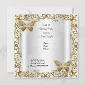 Elegant Sweet Sixteen 16 White Gold Butterfly 2 Kaart (Achterkant)