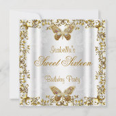 Elegant Sweet Sixteen 16 White Gold Butterfly 2 Kaart (Voorkant)
