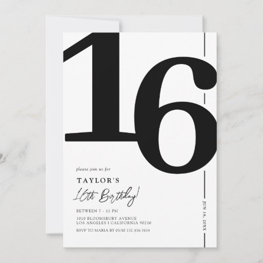 Elegant Sweet Sixteen 16e verjaardag Kaart (Voorkant)