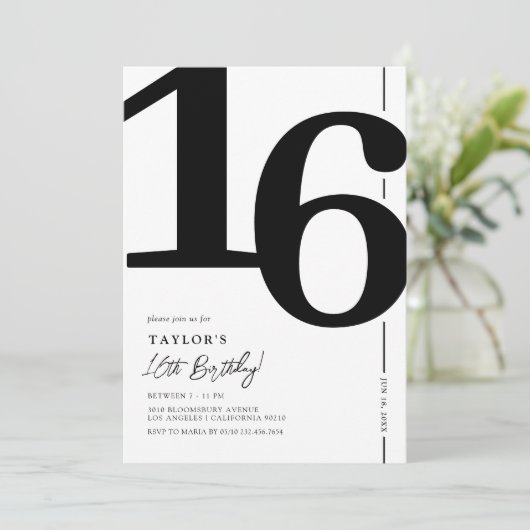 Elegant Sweet Sixteen 16e verjaardag Kaart (Staand voorkant)