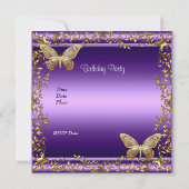 Elegant Sweet Sixteen Birthday Paarse Butterfly Kaart (Achterkant)