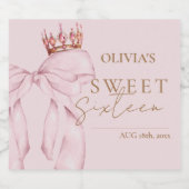 Elegant Sweet Sixteen Birthday Sparkling Wijnetiket (Enkel label)