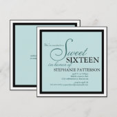 Elegant Sweet Sixteen Blauwgroen uitnodiging (Voorkant / Achterkant)