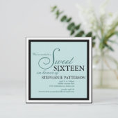 Elegant Sweet Sixteen Blauwgroen uitnodiging (Staand voorkant)