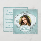 Elegant Sweet Sixteen - Fotouitnodiging - Blauwgro Kaart (Voorkant / Achterkant)