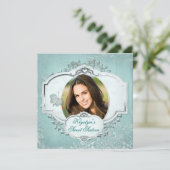 Elegant Sweet Sixteen - Fotouitnodiging - Blauwgro Kaart (Staand voorkant)