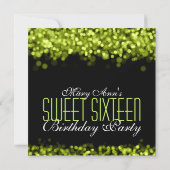 Elegant Sweet Sixteen Mousserende Lichten Groen Kaart (Achterkant)