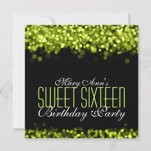 Elegant Sweet Sixteen Mousserende Lichten Groen Kaart (Achterkant)