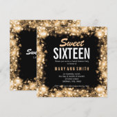 Elegant Sweet Sixteen-partij Gold Sparking Lights Kaart (Voorkant / Achterkant)
