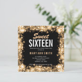 Elegant Sweet Sixteen-partij Gold Sparking Lights Kaart (Staand voorkant)