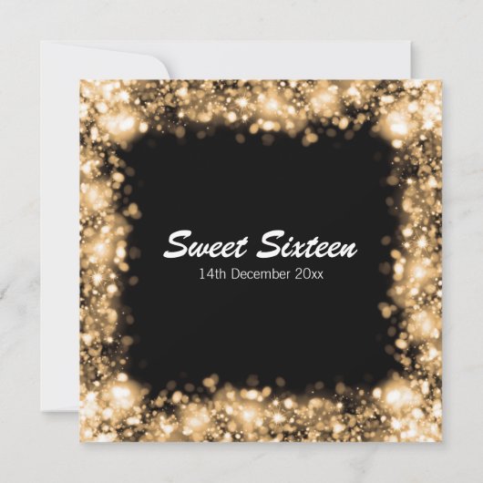 Elegant Sweet Sixteen-partij Gold Sparking Lights Kaart (Achterkant)