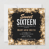 Elegant Sweet Sixteen-partij Gold Sparking Lights Kaart (Voorkant)