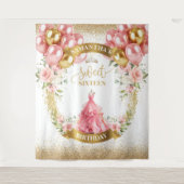 Elegant Sweet Sixteen Party Banner Rozen Dress Wandkleed