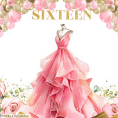 Elegant Sweet Sixteen Party Banner Rozen Dress Wandkleed