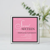 Elegant Sweet Sixteen Roze Uitnodiging (Staand voorkant)