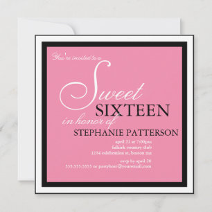 Elegant Sweet Sixteen Roze Uitnodiging