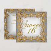 Elegant Sweet Sixteen Sweet 16 Gold Diamonds Kaart (Voorkant / Achterkant)