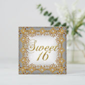 Elegant Sweet Sixteen Sweet 16 Gold Diamonds Kaart (Staand voorkant)