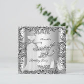 Elegant Sweet Sixteen Sweet 16 Party Silver White Kaart (Staand voorkant)