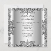 Elegant Sweet Sixteen Sweet 16 Party Silver White Kaart (Achterkant)
